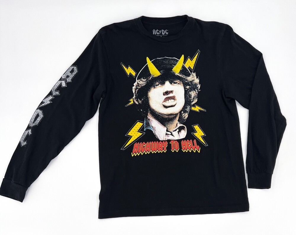 ACDC Shirt Adult Small Black T-Shirt Graphic Highway to Hell Concert Rock 80's